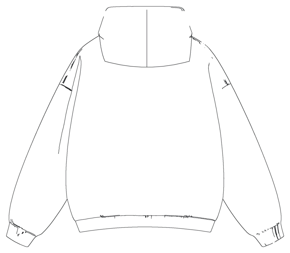 Technische Zeichnung des Hoodies R00286, Rückseite