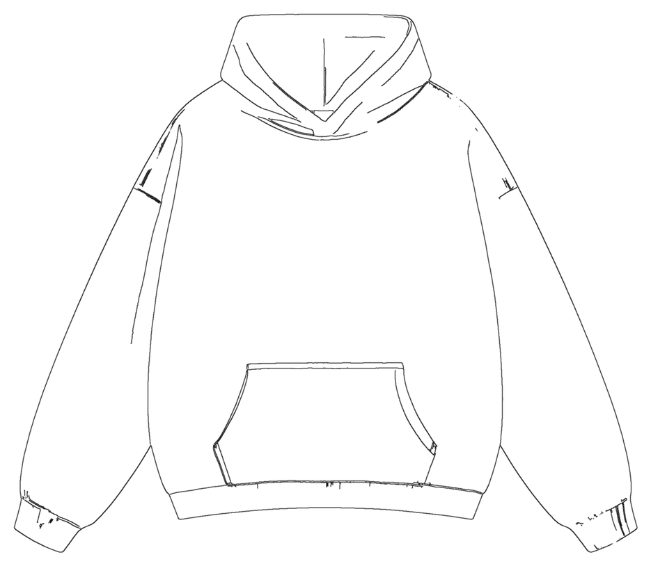 Technische Zeichnung des Hoodies R00286, Vorderseite